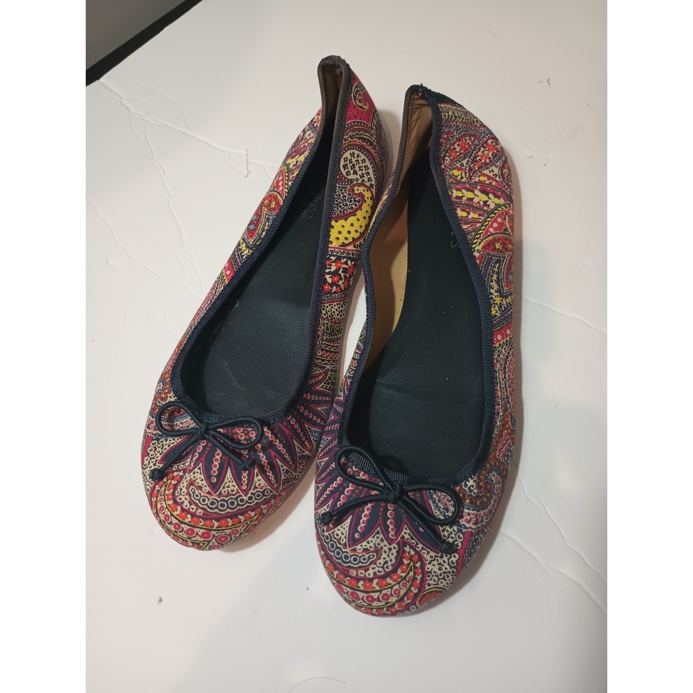 Talbots Womens Size 8M Paisley Ballet Flats Bow Shoes Colorful Boho Festival